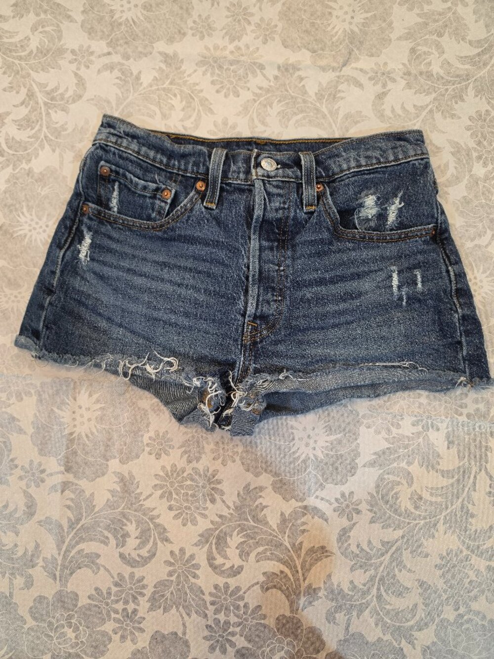 ✨ Levi's 501 High Rise Button Fly Distressed Denim Cutoff Shorts - Waist 27